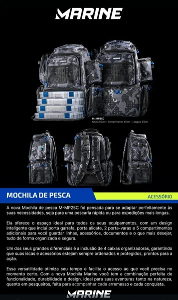 Mochila pescadora M-MP25C 50X45X25cm C/CAIXA
